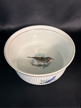 VTG RARE Louis Lourioux Le Faune Bakeware Dish Porcelain Birds France